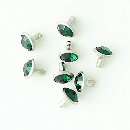 100 Sätze 6 / 8mm Kristalle Strass Nieten Diamant Nieten Für DIY Nieten für Leder, Smaragd, 8 MM von aifengxiandonglingbaihuo