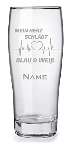Bierglas mit Gravur 0,3l personalisiert mit Namen, tolles Geschenk für Papa Geburtstag - Motiv Gelsenkirchen Skyline von aina