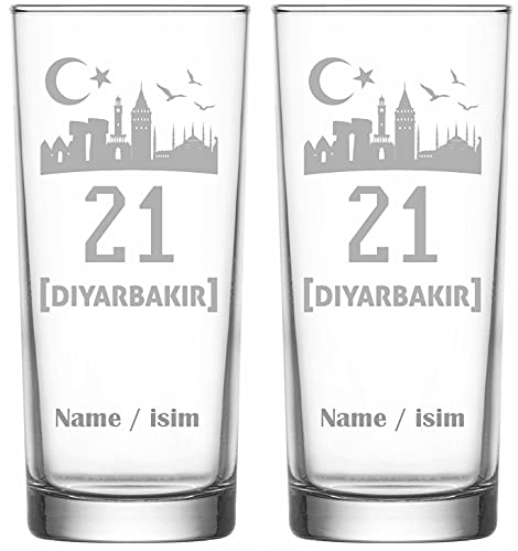 Raki Gläser mit Gravur Glas Bardagi Bardak Rakigläser mit Namen isimli hediye Türkiye Türkei 21 Diyarbakir von aina