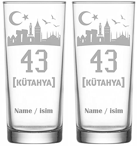 Raki Gläser mit Gravur Glas Bardagi Bardak Rakigläser mit Namen isimli hediye Türkiye Türkei 43 Kütahya von aina