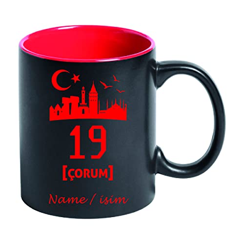 Tasse Kaffeetasse Kahve Cay Bardagi Bardak Hediye Türkiye Türkei Flagge 19 Corum mit Name von aina