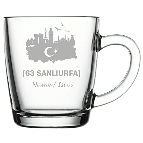 aina Türkische Teegläser Cay Bardagi türkischer Tee Glas mit Name isimli Hediye - Teeglas Graviert mit Namen 63 Sanliurfa von aina