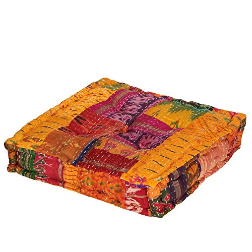 albena shop orientalisches Sitzkissen 45x45x10cm Kamila (gelb) Stuhlkissen Yogakissen Sitzkissen Zierkissen Deko Auflage von albena shop