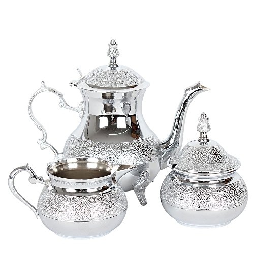 albena shop 73-127 Zahir 3 teiliges orientalisches Teeservice Teekanne Zuckerdose Milchkännchen von albena shop