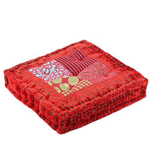 albena shop Brasso indisches Bodenkissen 45x45x10cm (rot) Stuhlkissen, Yogakissen, Sitzkissen von albena shop