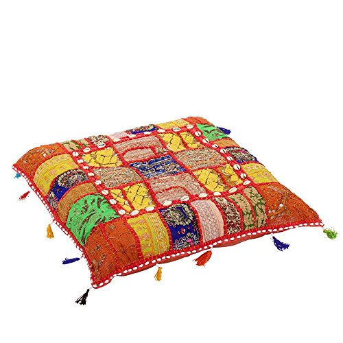 albena shop Isha Indisches Bodenkissen (Multicolor) 55 x 55 cm, Dekokissen, orientalisches Wohnen und Einrichten von albena shop