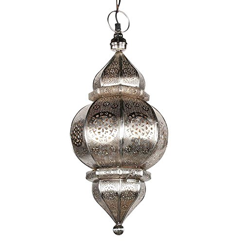 albena shop orientalische Hängelampe KAJA 50cm Ø 23cm silber (Ohne Leuchtmittel) Diese Hänge- und Pendelleuchte erzeugt einzigartige Schatten, die den Raum auf besondere Weise beleuchten. von albena shop