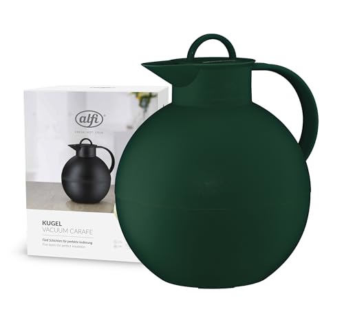 alfi KUGEL 0,94l, smoke green mat, Kunststoff-Isolierkanne mit hygienischem Hartglaseinsatz, Drehverschluss, Designerstück, kugelförmige Thermokanne, ideal als Kaffeekanne, Teekanne, BPA-frei von alfi