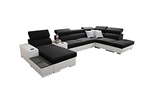 All4All Ecksofa Ponti mit Schlaffunktion Wohnlandschaft Bettkasten Schwarz Grau Lila Blau Links Rechts Groß XXL 26 (Links, Sawana 14 + Ekj 1) von All4All