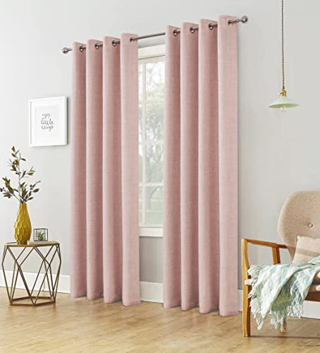 always4u Vorhang Blickdicht 100% mit Ösen, Elegente Gardinen Wohnzimmer Modern Abdunkelnde Vorhänge Schallschutz Schlafzimmer Fenster, Rosa 260x140cm 2er Set von always4u