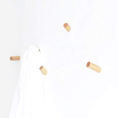 anaan One-Tenth Wandhaken Holz Garderobenhaken aus Massivholz Kleiderhaken Wanddeko Modern (Buche, 3er Set, S+M+L) von anaan