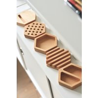 Anaan Hive Tischorganizer Schreibtisch Organizer Holz Stifthalter Tisch Aufbewahrung Schreibtischset Stiftköcher Büro Arbeitszimmer 5Er Set von anaanshop