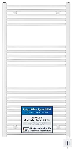 anapont elektrischer Badheizkörper - gerade - weiß - Timer-Funktion - Handtuchheizkörper - Badheizung elektrisch - Handtuchheizung - Made in Germany von anapont