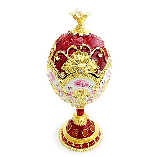 aoory Schmuckkästchen im Fabergé-Ei-Design, handbemalt, emailliert, einzigartiges Geschenk für Heimdekoration, Rot von aoory