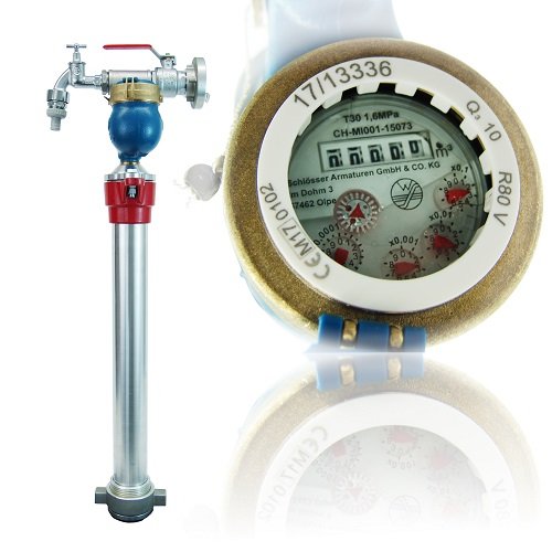 Wassermess - Standrohr QN6 DN80 1x C absperrbar 1x Zapfventil 3/4" Unterflurhydrant Hydrant von aqua royal