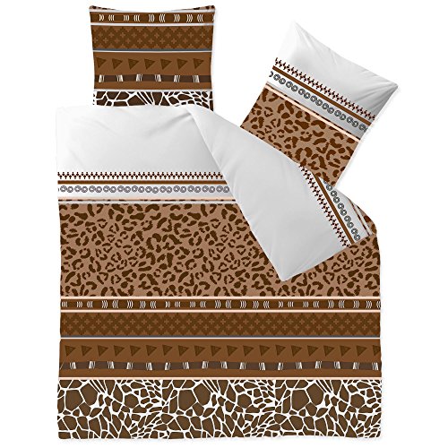 aqua-textil Trend Bettwäsche 200x200 cm 3tlg. Baumwolle Bettbezug Ebony Afrika Leopard Weiß Braun Beige von aqua-textil