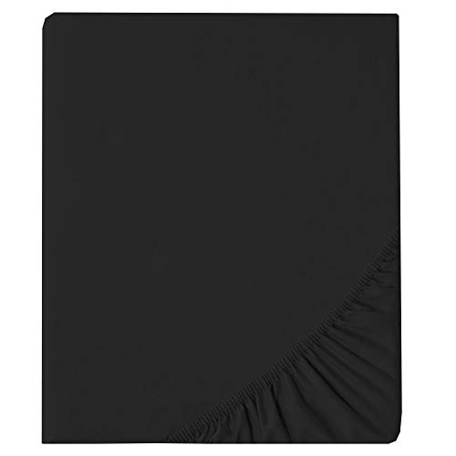 aqua-textil Luxury Bettwäsche zum Kombinieren 120 x 200 cm Spannbettlaken schwarz Baumwolle Mako Satin Bettlaken von aqua-textil