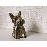 Vintage Metall Scottie Hund Spardose | Kein Schlüssel Silber Scottish Terrier Hunde Figur von archipel32