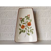 Vintage Stangl Keramik Fußtablett | Bittersüß Orange Blumen Terra Cotta Farbe Schale von archipel32