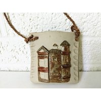 Vintage Wandtasche | Kontrapunkt San Francisco Keramik Wandvase Haus Architektur Design Hergestellt in Japan von archipel32