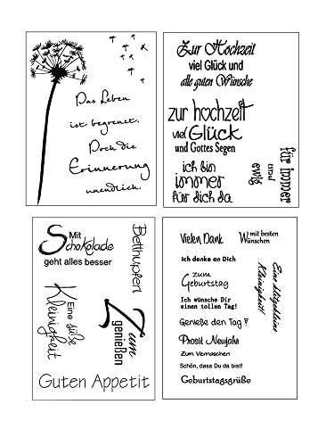 arriettycraft 4 teile/satz Clear Stamps Transparente Stempel Sets Löwenzahn Vielen Dank Guten Appetit mit besten wunschen StempelGrußverse Phrase Wörter Gefühl (set 2) von arriettycraft