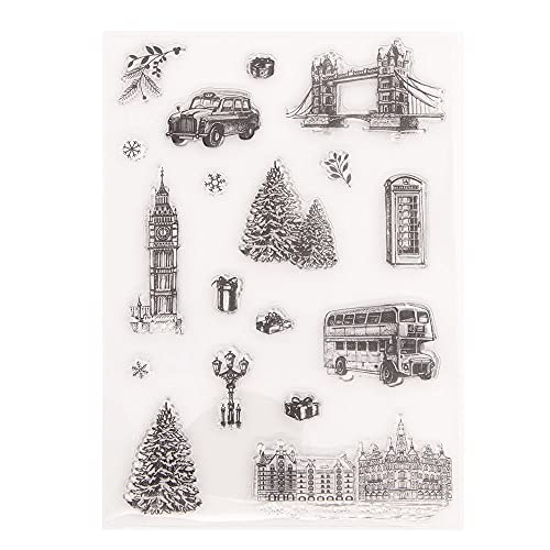 arriettycraft Transparente Stempel für Weihnachtsbaum-Gebäude, Londoner Brücke, Big Ben, Auto-Bus, Kartenherstellung, Dekoration und DIY Scrapbooking von arriettycraft