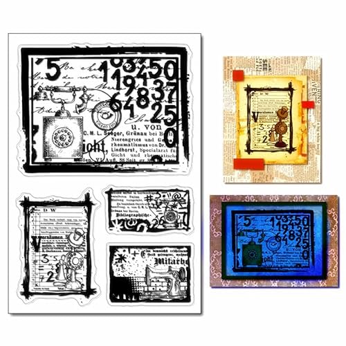 arriettycraft Vintage-Retro-Stil Zahl Hintergrund Transparente Stempel für Kartenherstellung oder Journaling, Nähmaschine Transparente Stempels für Scrapbooking, Junk-Tagebücher von arriettycraft