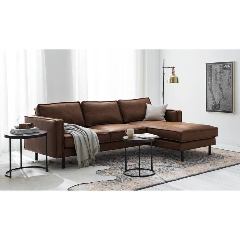 ars manufacti Ecksofa Fort Dodge 2-Sitzer Braun Kunstleder 240x81x164 cm von kollected