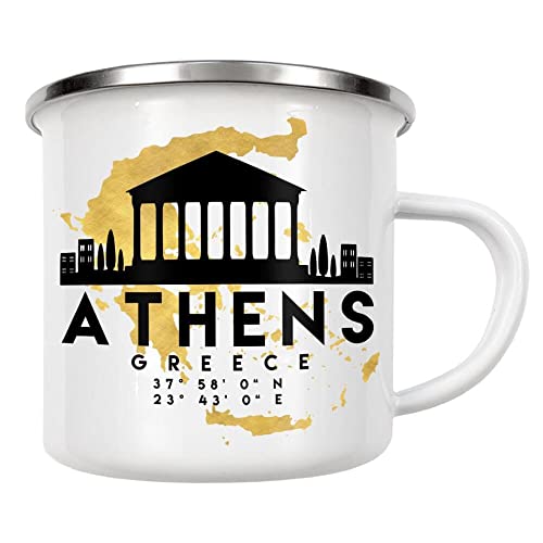 artboxONE Emaille Tasse Athens Greece Skyline MAP Art von Emiliano Deificus - Emaille Becher Städte von artboxONE