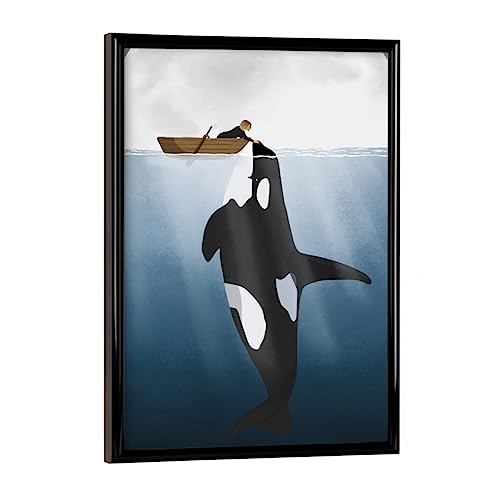 artboxONE Poster mit schwarzem Rahmen 18x13 cm Natur Orca-Ozean - Bild orca Frau killerwal von artboxONE