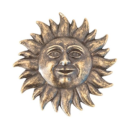 Wanddeko aus brüniertem Messing, Motiv Sonne, 15 cm von arterameferro