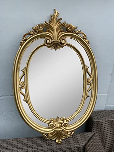 Wandspiegel Oval Gold Barock Badspiegel Antik Ovaler Spiegel 60X39 Mirror Shabby von artissimo