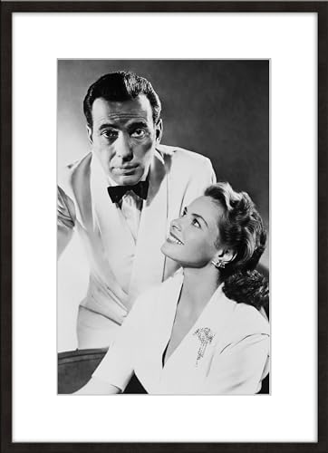 artissimo, schwarz weiß Poster mit Passepartout und Rahmen 51x71cm, PE6579-SC, Stars: Casablanca Bogart Bergmann, Bild gerahmt, Wandbild, Hollywood Legende, Berühmte Filmstars von artissimo