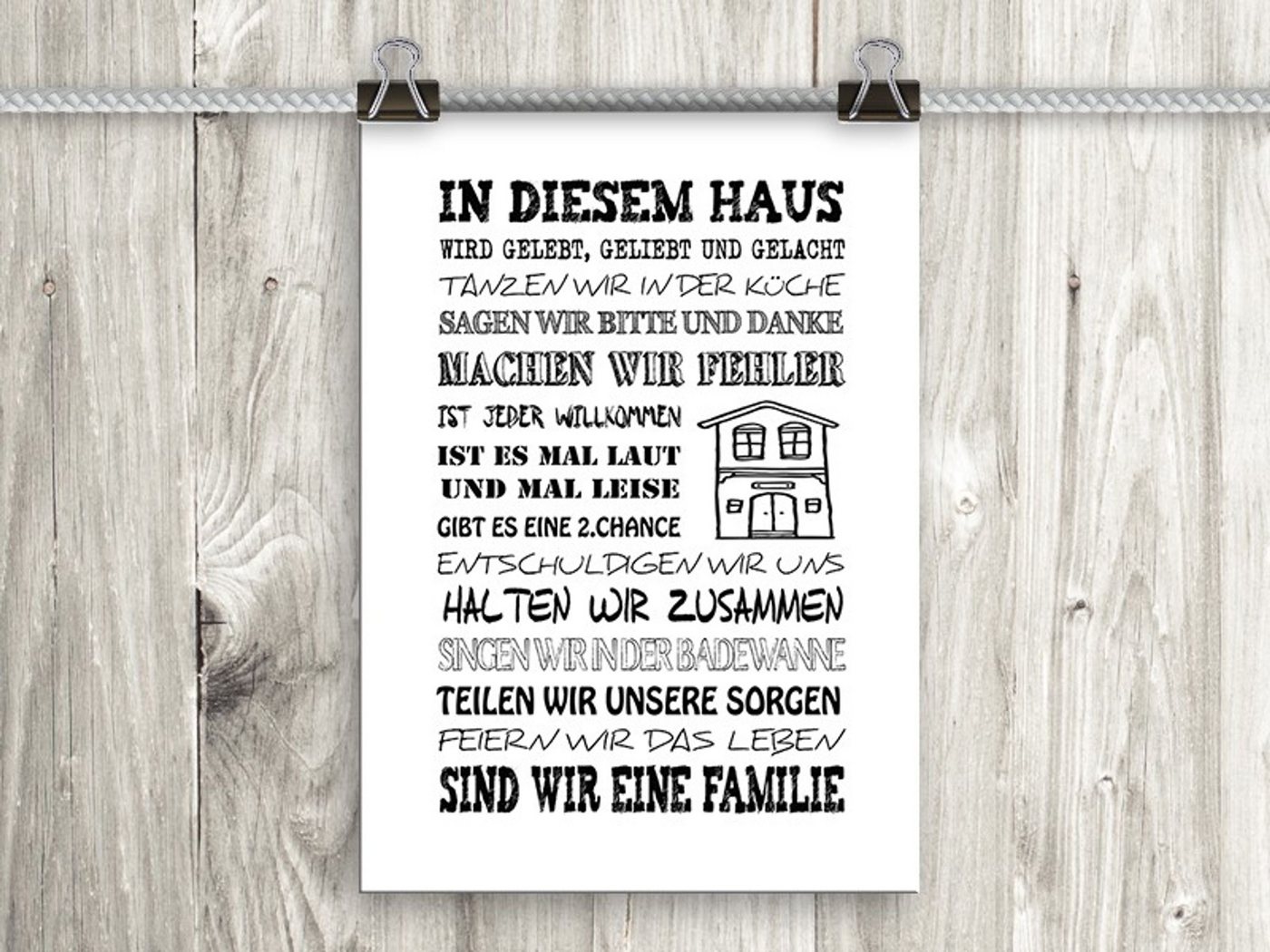 artissimo Poster Poster mit Spruch DinA4 Bild Wandbild Sprüche Hausregeln Zuhause, Zitate und Sprüche: Hausregeln von artissimo