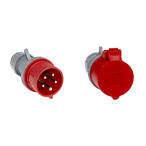 as - Schwabe 60460 CEE-Stecker mit Phasenwender, 16 A, 400 V Starkstrom Stecker & - Schwabe 60425 CEE-Kupplung, 16 A, 5-polig, 6h, 400 V Starkstrom Kupplung von as - Schwabe