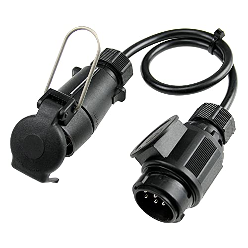 as - Schwabe Camping Adapterkabel – Kabelleitung 7-polige Kupplung auf 13-poligen Stecker für Outdoor & Caravan – 0,6 m Adapter 12 V – Wohnwagen & Wohnmobil, IP44, Made in Germany, Schwarz I 60467 von as - Schwabe