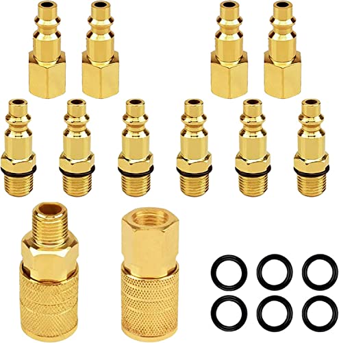 Astarye Druckluft Kupplung 1/4"NPT Kupplungsstecker Luftkupplungsstecker Luftleitung Schlauch Kompressor Fitting Innengewinde & Außengewinde Schnellanschluss Verbindungsstück12 STÜCKE von astarye