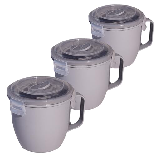 astor24 3er Set Mikrowellen Geschirr - Suppen Tasse - Vorrats Dose Aufbewahrung zum erhitzen, einfrieren mit Deckel und Belüftung BPA frei - mikrowellenfeste Frischhaltedose (Oval) von astor24
