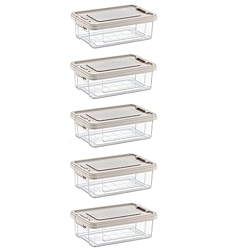 astor24 PREMIUM Aufbewahrungsboxen mit Deckel - lebensmittelecht - sicherer Verschlussclip - transparent - Robuste Qualität - XXL Set Büro, Kinderzimmer, Küche & Werkstatt (5er Set 2,5 Liter) von astor24