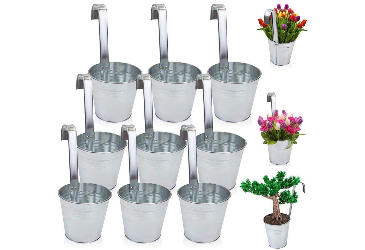 astor24 Pflanzkübel Hängetöpfe Zink (Blumentopf Garten Balkon Blumen Topf Kräutertopf Geländertopf), hochwertig verarbeitet von astor24