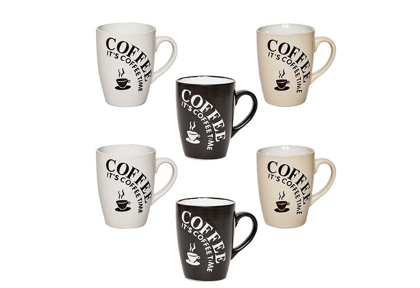 Tasse Kaffeebecher Kaffeetasse Kaffeetassen Kaffeepott, Keramik, 6-teilig von astor24