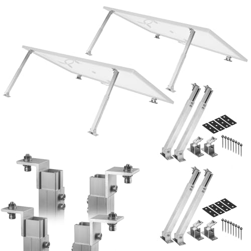 Avoltik Solarpanel Halterung für viele Solarpanel-Größen I Solarmodul Halterung aus robustem Aluminium I Aufständerung inkl. Montageset I 2 Halterungen für Solarmodule verstellbarer Winkel 0°-60° von avoltik