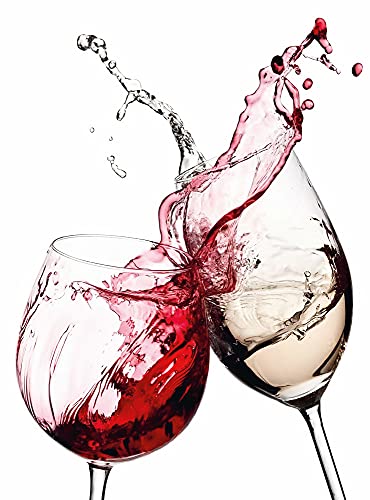 Fototapete Küche Weingläser Rotwein Weißwein Wohnzimmer | 1,92 m x 2,6 m | Rot, Weiß, Grau von awallo