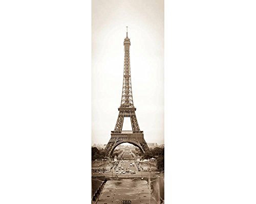 awallo Dekopanel Motiv Eiffelturm Paris Beige in 100 x 280 cm Fototapete mit Pariser Eiffelturm auf Vliestapete Made in Germany einfache und schnelle Verarbeitung von awallo