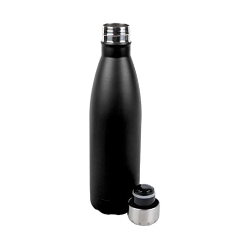 axentia Isolierflasche mit Deckel, Edelstahl Trinkflasche schwarz, ca. 500 ml von axentia