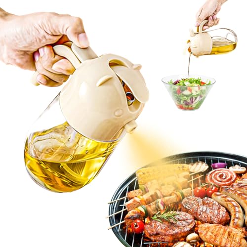 baflovga Ölsprüher für Speiseöl, 580ML Öl Sprühflasche, 2 in 1 Ölsprüher Glas, Ölsprüher zum Kochen für Salat Brot Backen BBQ von baflovga