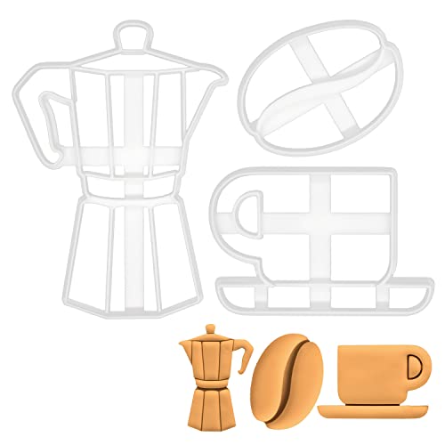 3er Set Kaffee Ausstechformen (Formen: Kaffeetasse, Kaffeebohne und Espressokanne), 3 Teile, Bakerlogy von bakerlogy
