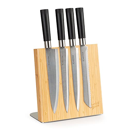 bambuswald© nachhaltiger Messerblock aus Bambus mit Magnetfunktion - unbestückt | ohne Messer - Küchenblock für 6 Messer z.B. Küchenmesser, Brotmesser, Tranchiermesser | Messerhalter Messerständer von bambuswald