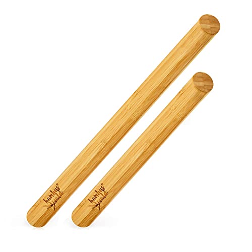 bambuswald© ökologischer Teigroller aus Bambus im 2er Set (30cm bzw. 40cm & 3,4cm Durchmesser) - Nudelholz Teigrolle Rolling Pin Backrolle | ideales Backzubehör für Pizza Kuchen Nudelteig & Mürbeteig von bambuswald