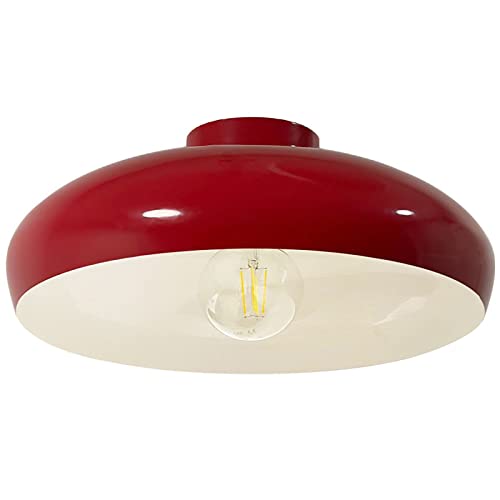 bamyum Deckenlampe Rot Weiß, Androa, Küchenlampe Ø40 cm 1 flammig, Deckenleuchte Rot Weiß E27, Küchenlampe Deckenleuchte Vintage, Deckenlampe Wohnzimmer, Deckenlampe Retro Vintage Schlafzimmer von bamyum